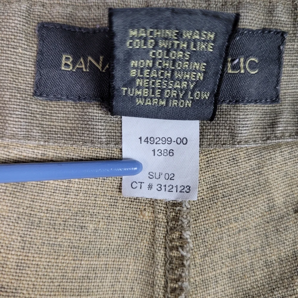 Vtg Banana Republic Mens 38 Tan Linen & Cotton Blend Cargo Shorts Safari Outdoor
